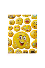 20 X13cm Orta Boy emoji gülen yüz Puffy genç çocuk kız erkek etiket çıkartma sticker - Görsel 3
