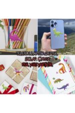 20 X13cm Orta Boy dinozor-2 Kabartmalı Puffy çocuk kız erkek etiket çıkartma sticker - Görsel 3