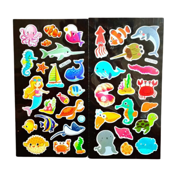 2 sayfa Deniz kızı balık ahtapot sea model-2 kabartmalı puffy çocuk renkli etiket çıkartma sticker