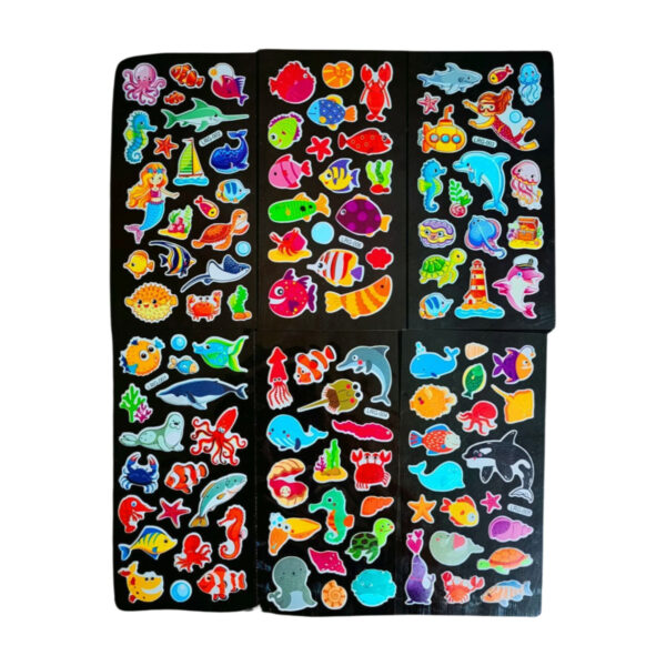 6 sayfa tam set Deniz kızı balık ahtapot sea kabartmalı puffy çocuk renkli etiket çıkartma sticker