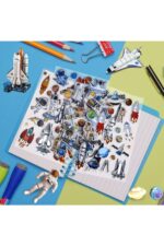 Space uzay planet astronot model-1 Puffy çocuk kız erkek etiket çıkartma sticker - Görsel 3