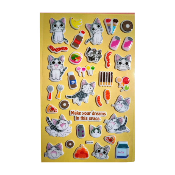 Sevimli kedi model-5 black cat family puffy telefon defter PC yapıştır çocuk etiket çıkartma sticker