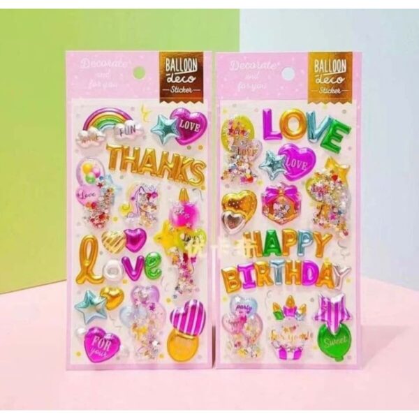 2 sayfa Dekoratif party doğum günü model-2 3d sticker balon etiket defter telefon laptop PC çıkartma