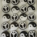 5 adet Yin Yang Barış çanta dekoratif tarz baskı tasarım rozet