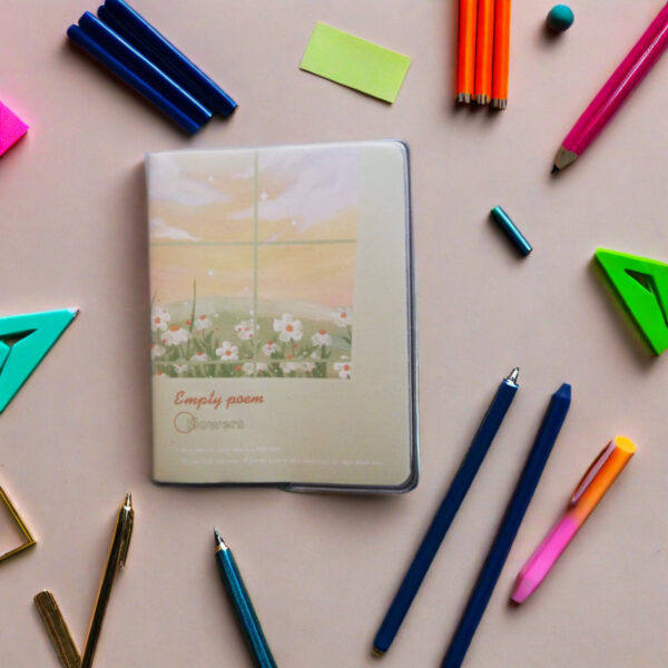54 sayfa 7.2 X 9.6 cm mini retro manzaralı PVC kapaklı çıkartma yazı defter