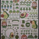 4 sayfa Avakado yeşil doğa etiket çıkartma çocuk kız erkek süsleme maskeleme hand-held sticker