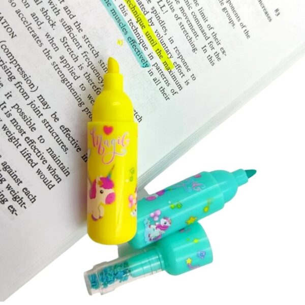 6'lı Fosforlu unicorn simli çocuk kız erkek öpğrenci okul işaretleyici highlighter kalem