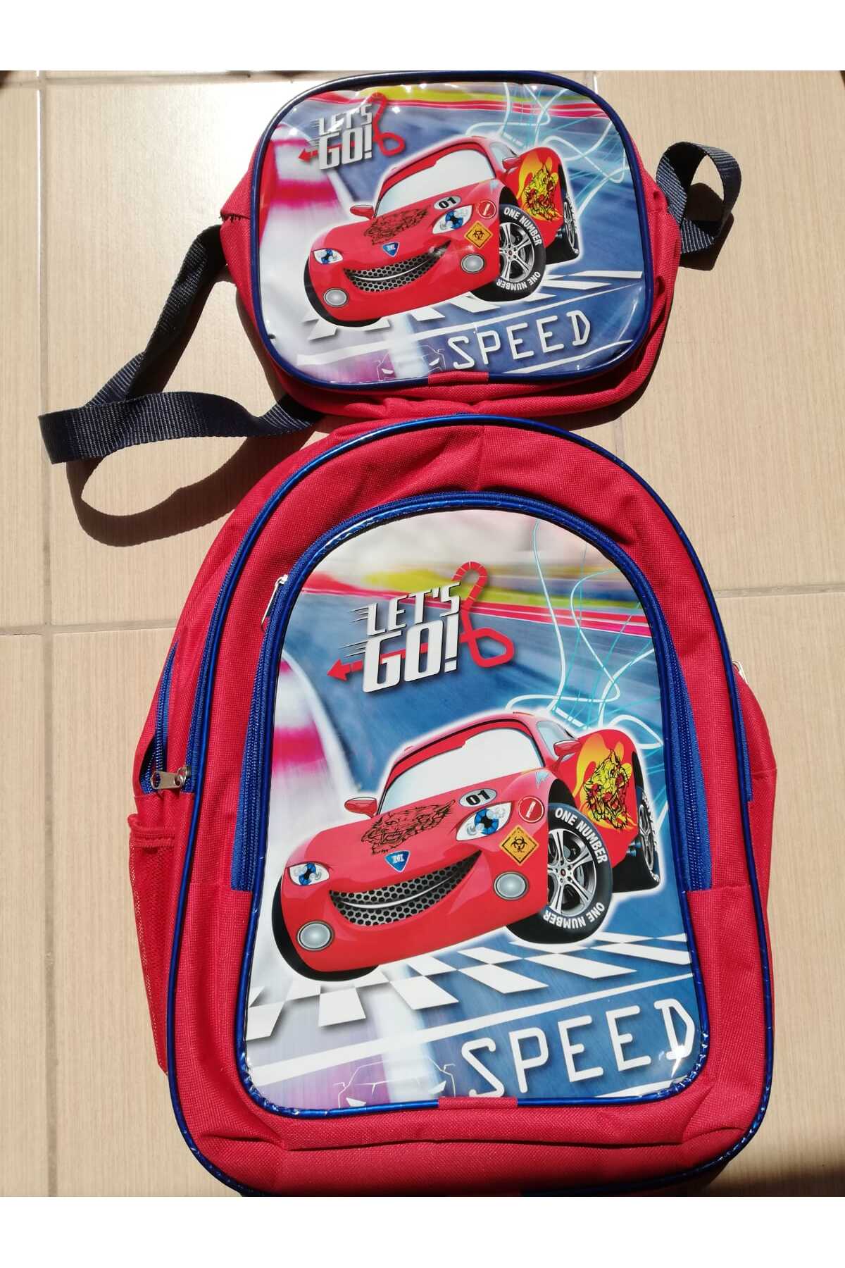 1_org_zoom-2777.jpg Desenli sırt çantası + beslenme çantası arabalar cars örümcek adam kız erkek okul çocuk öğrenci - Görsel 1
