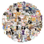 10 adet kedi çıkartma sticker çocuk erkek kız notebook defter bilgisayar etiket