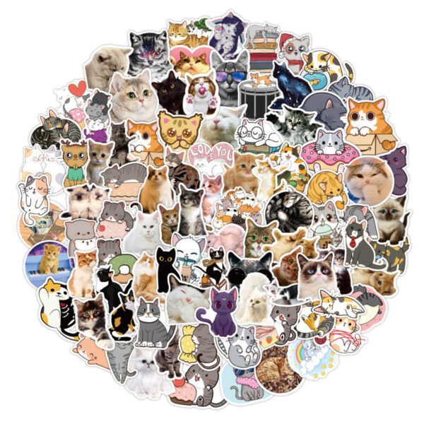10 adet kedi çıkartma sticker çocuk erkek kız notebook defter bilgisayar etiket