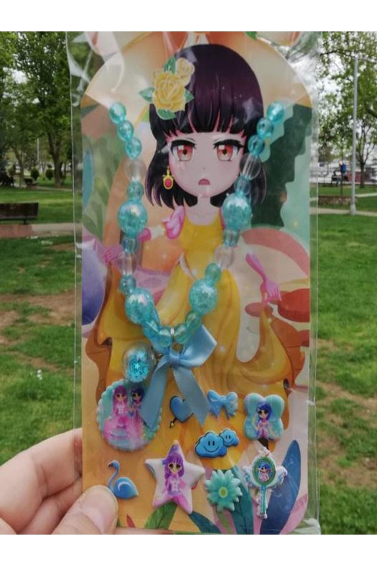 1_org_zoom-2989.jpg Sticker Hediyeli Kız Çocuk Renkli Kolye - Görsel 1