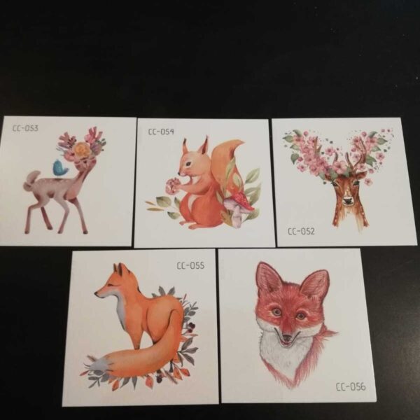 5 Adet Hayvan-4 Motif Desen Şekil Karikatür Etiket Sticker Çocuk Okul Öğrenci Geçici Dövme