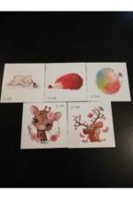 5 Adet Hayvan-6 Motif Desen Şekil Karikatür Etiket Sticker Çocuk Okul Öğrenci Geçici Dövme