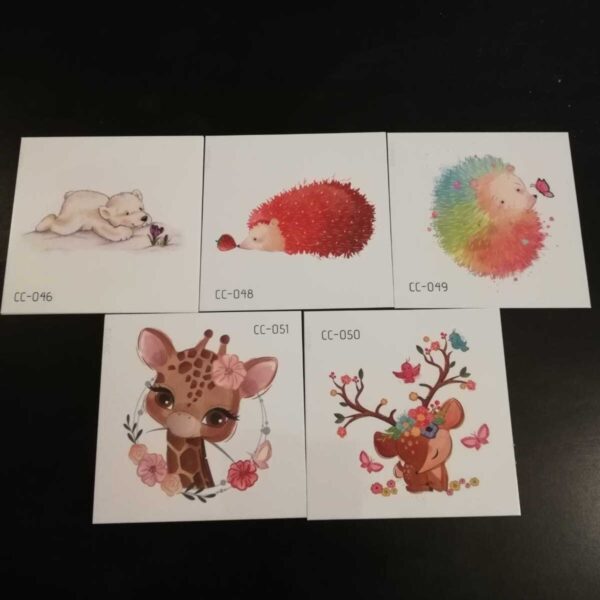 5 Adet Hayvan-6 Motif Desen Şekil Karikatür Etiket Sticker Çocuk Okul Öğrenci Geçici Dövme