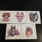 5 Adet Hayvan-8 Motif Desen Şekil Karikatür Etiket Sticker Çocuk Okul Öğrenci Geçici Dövme