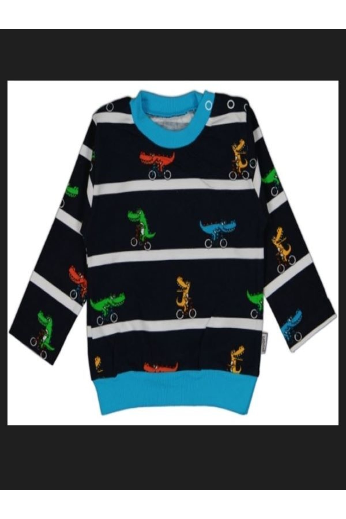 1_org_zoom-3112.jpg Bebek Sevimli Desenli Araba Kalp Dinozor Aylık Çocuk Sweat Shirt - Görsel 1