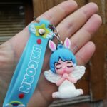 Tavşan Melek-2 Oyuncak Silikon Çanta Süsü Keychain Çocuk Kız Erkek Büyük Figür Bileklik Anahtarlık