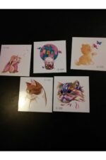 5 Adet Kedi Köpek Tavşan Unicorn Çocuk Stickers Model-6 Geçici Dövme