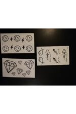 3 Sayfa Sembol Sticker Sugeçirmez Dövme El Ayak Model-7 Geçici Dövmesi