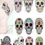 10 Adet Vücut Yüz Halloween Büyük Boy Motifli Kurukafa 3.model Geçici Dövme