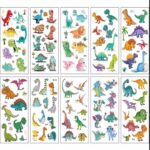 10 Farklı Yaprakta 100 Civarı Figür Sevimli Çizgi Geçici Çocuk Dövme (dinozor)