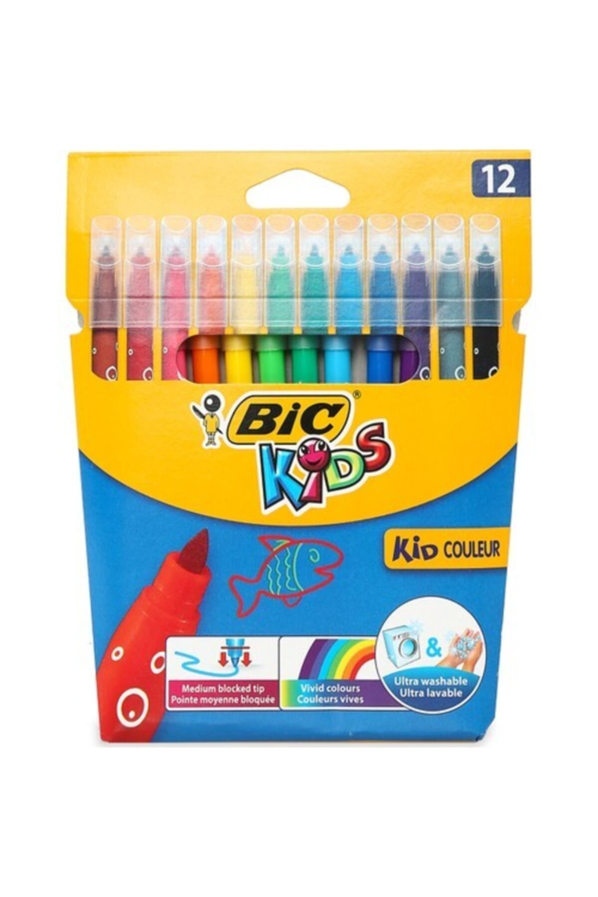1_org_zoom-3697.jpg Kids Couleur Ultra Yıkanabilir Keçeli Boya Kalemi 12 Renk - Görsel 1