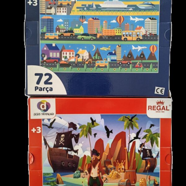 İkili set 24 ve 72 parça çocuk oyuncak korsan şehir taşıtlar erkek çocuk puzzle yapboz