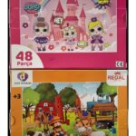 İkili set 24 ve 72 parça çocuk oyuncak çiftlik inek koyun at prenses şato çocuk puzzle yapboz