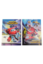 1 adet harika kanatlar kalemli super wings öğrenci okul erkek çocuk boyama kitabı seti - Görsel 2