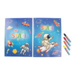 Uzay space kalemli çocuk öğrenci erkek kız okul boyama kitabı set