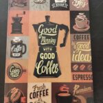 Ahşap MDF tablo retro poster çay kahve makinası