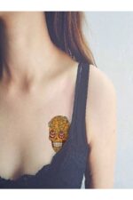 10 Adet Vücut Yüz Halloween Büyük Boy Motifli Kurukafa 4.model Geçici Dövme - Görsel 3
